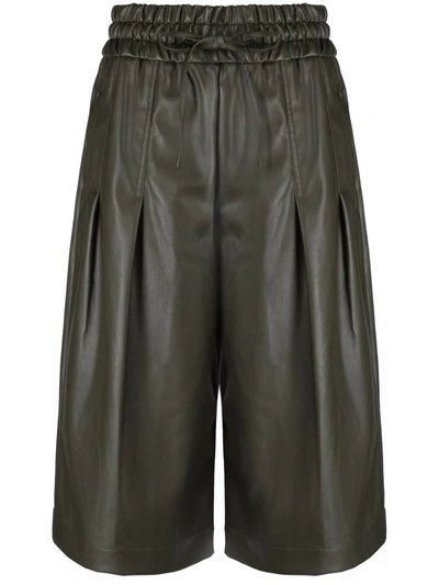 3.1 Phillip Lim Vegan Leather Drawstring Culottes In Green