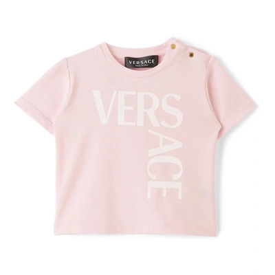 Versace Baby Pink Logo T-shirt In 2p200 Pink Baby + Wh