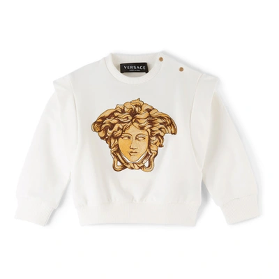 Versace Baby White Medusa Sweatshirt In 2w110 White+gold