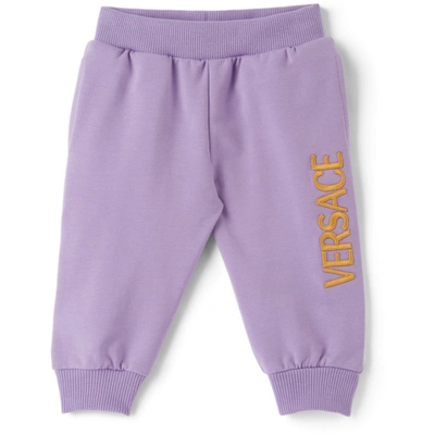 Versace Baby Purple Embroidered Logo Lounge Pants In 2l230 Lilac+gold