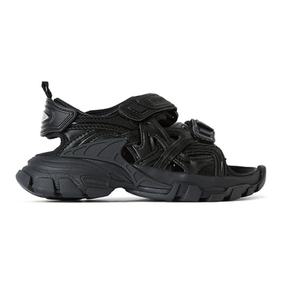 Balenciaga Kids Black Track Sandals In 1000 Black