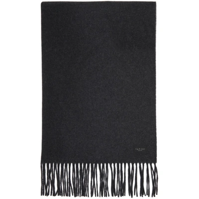 Rag & Bone Addison Skinny Recycled Wool Blend Scarf In Charcoal