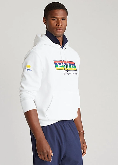 Ralph Lauren Us Open Logo Double-knit Hoodie In Pure White