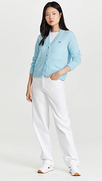 Maison Kitsuné Baby Fox Patch Boxy Cardigan In Aqua | ModeSens