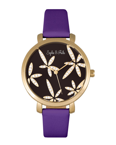 Sophie And Freda Key West Ladies Watch Sf4306 In Charcoal / Gold / Gold Tone / Purple