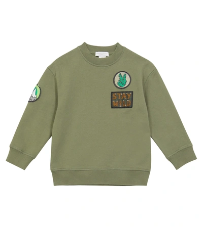 Stella Mccartney Kids' Appliqué Organic Cotton Sweatshirt In Green