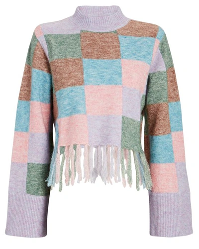 Alemais Fringed Wool-blend Patchwork Sweater In Multi
