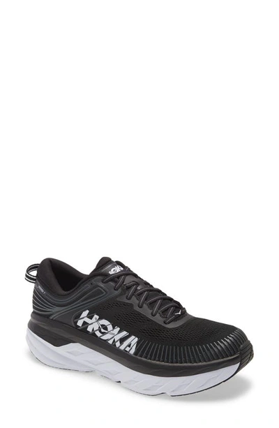 Hoka Bondi 7 Running Shoe In Black / White