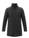 Herno Rib Collar Wool Blend Car Coat In Charcoal Grey