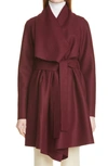 Harris Wharf London Draped Wool Coat In Berry