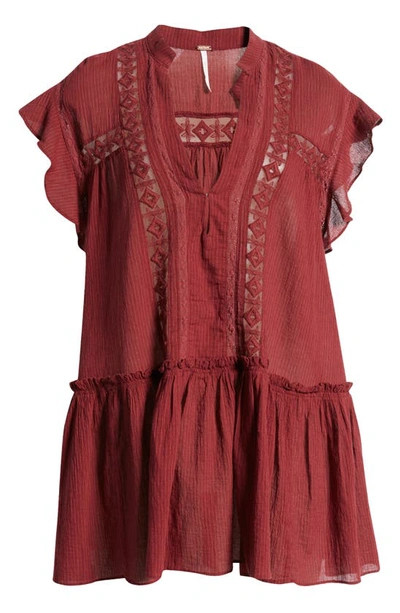 Free People Women's Baby Blues Lace-trim Tunic In Red
