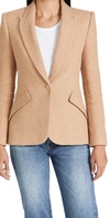 L Agence Chamberlin Textured Stretch Cotton Blazer In Soft Camel
