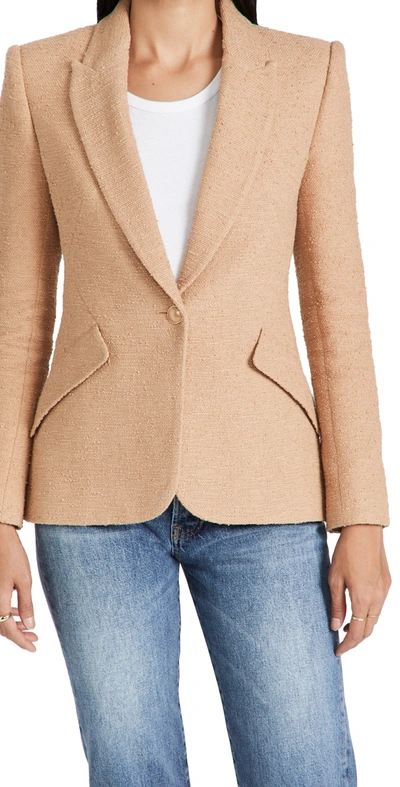 L Agence Chamberlin Textured Stretch Cotton Blazer In Soft Camel