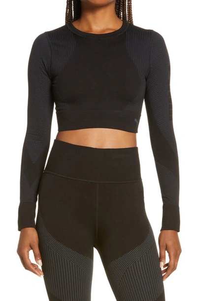 Puma Train Seamless Crop Long Sleeve T-shirt In Black ModeSens