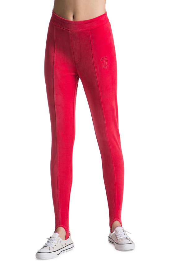 Juicy Couture Pintuck Velour Stirrup Pants In Ruby Red | ModeSens