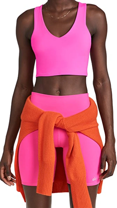Alo Yoga Real Sports Bra In Neon Pink
