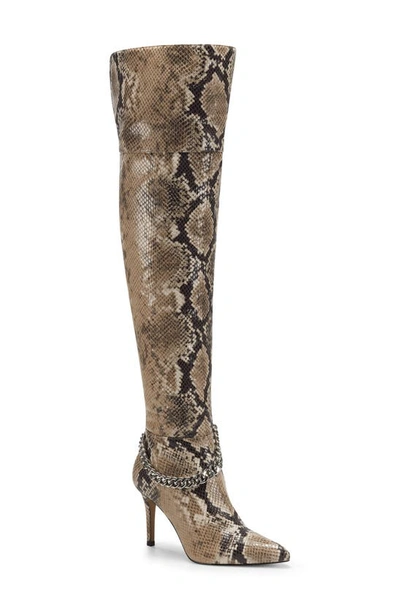 Jessica Simpson Women's Ammira Over-the-knee Chain Boots Women's Shoes In Totally Taupe / Snake