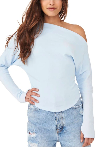 Free People Fuji Off The Shoulder Thermal Top In Dew Shine