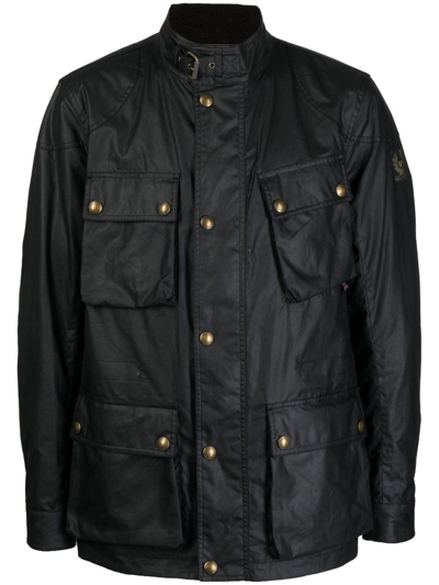 Belstaff Trialmaster Waxed Cotton Utility Jacket In Black