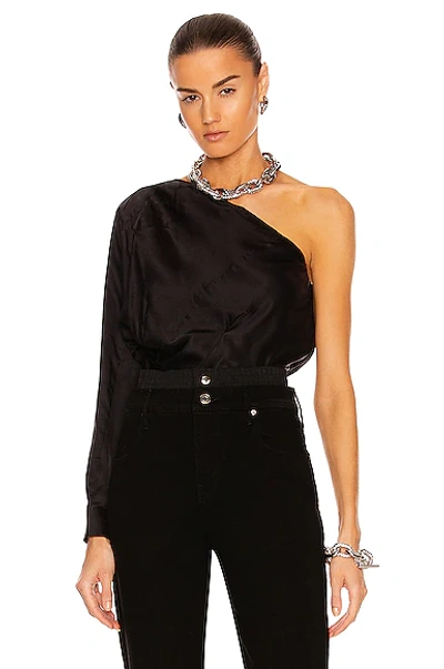 Rta Josalyn One-shoulder Long Sleeve Blouse In Black