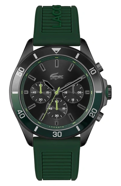 Lacoste Tiebreaker Chrono Watch - Black With Green Silicone Strap - One Size
