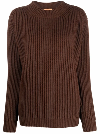 The Andamane Brown Ribbed Wool And Cashmere Sweater