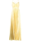 A.l.c Pleated Cross-strap Maxi Dress In Yellow