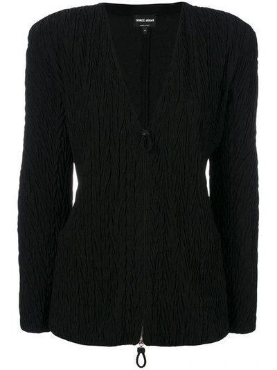 Giorgio Armani Padded Shoulder Jacket - Black In Black