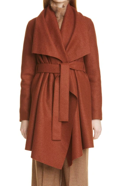 Harris Wharf London Draped Wool Coat In Paprika