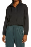 Girlfriend Collective Black Cropped Half-zip Windbreaker Jacket