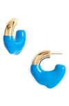 Sunnei Small Rubberized Hoop Earrings In Blue/ Gold