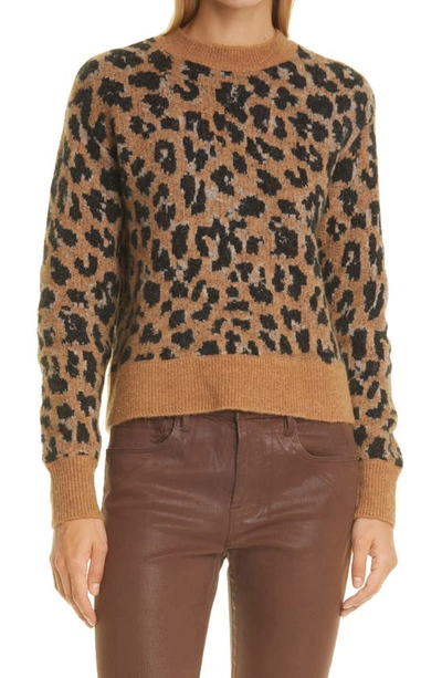Frame Cheetah-print Crewneck Sweater In Brown