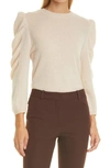 Frame Cashmere-wool Shirred Sleeve Sweater In Vanilla