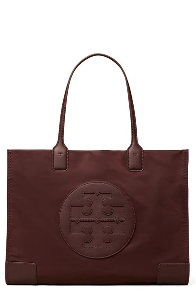 Tory Burch Ella Recycled Nylon Tote In Tempranillo
