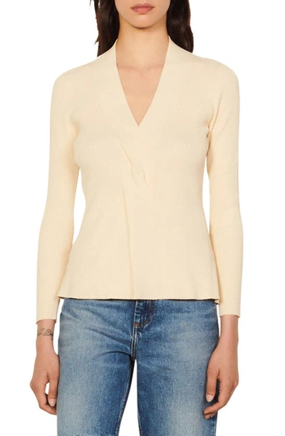 トップス SANDRO PARIS LOUANE SWEATER Cropped wool and cashmere jumper blue For Women | Sandro Paris