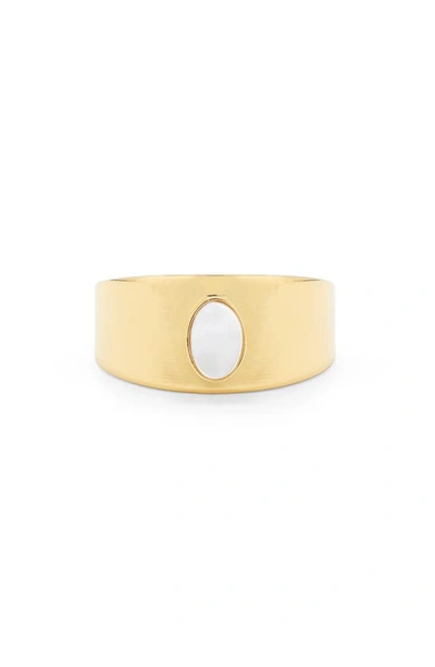 Brook & York Riley 14k Gold Plated Mother Of Pearl Ring In Gold-plated