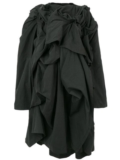 Yohji Yamamoto Frill Embroidered Coat - Black