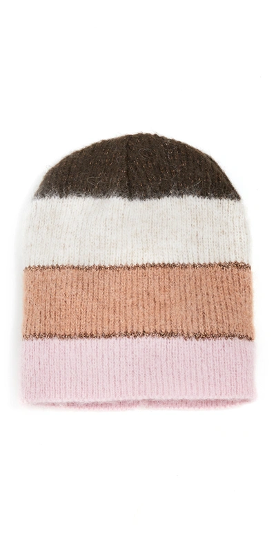 Jocelyn Metallic Wide Striped Hat In Pastel Multi