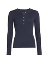 Nili Lotan Jordan Henley Long-sleeve T-shirt In Navy