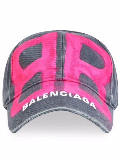 Balenciaga Bb Spray Painted Baseball Cap In Pink