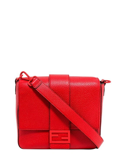 Fendi Baguette Messenger Shoulder Bag In Red