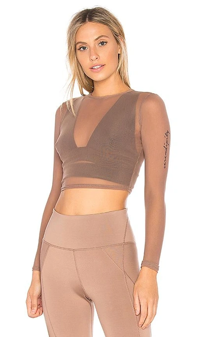 Free People Barre Mesh Top In Taupe