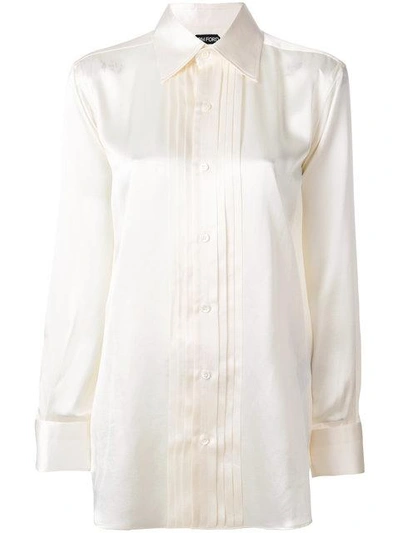 Tom Ford Pleated Front Shirt - White