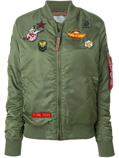 Alpha Industries Patch Detail Bomber Jacket - Green