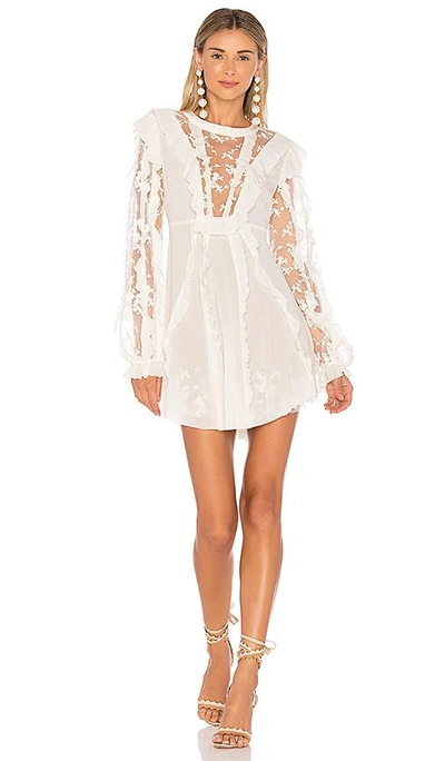 For Love & Lemons Rosebud Ruffle Mini Dress In Ivory