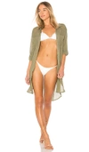 Seafolly Crinkle Twill Beach Shirt In Olive