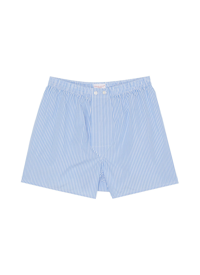 Derek Rose James Striped Cotton Boxer Shorts In Blue,blue
