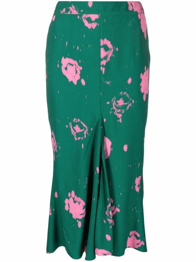 Marni Flared-hem Skirt In Persian Green
