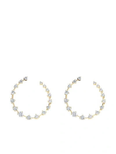 Jade Trau 18k White Gold Crescent Diamond Hoop Earrings In Silver