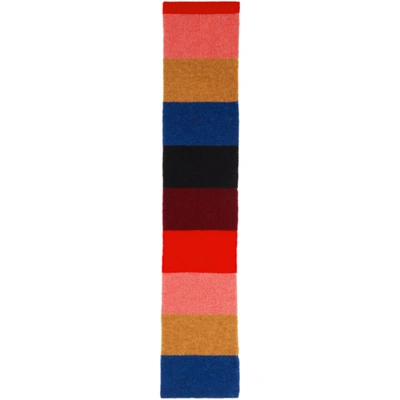 Molly Goddard Colour-block Striped Knit Scarf In Blue Mix